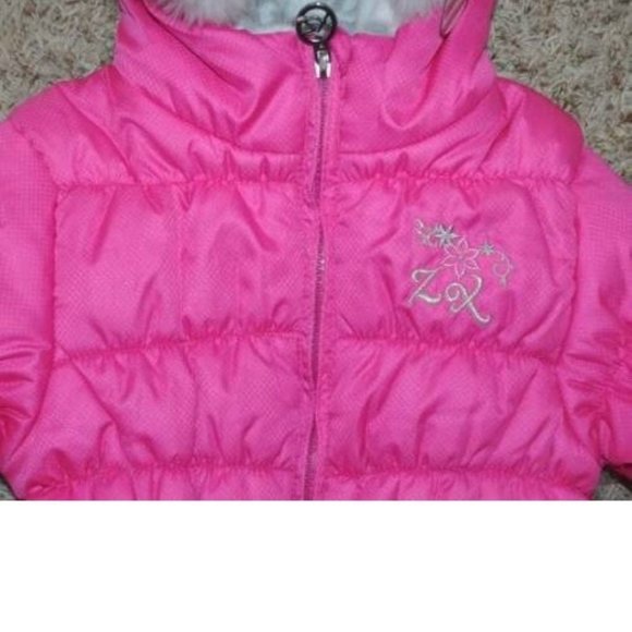 *Winter Jacket sz 4 ZeroXPosur Pink Quilted Fur Trim Hooded Zip Up Lined Girls - Picture 3 of 6